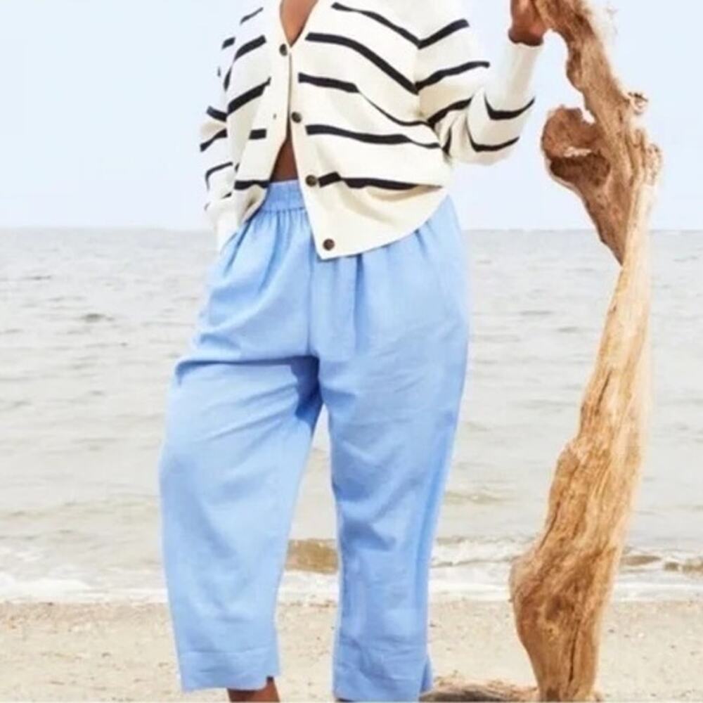 NWT Universal Standard Iris Linen Blend Pants Easy Pull On Blue Women's Size 4XL